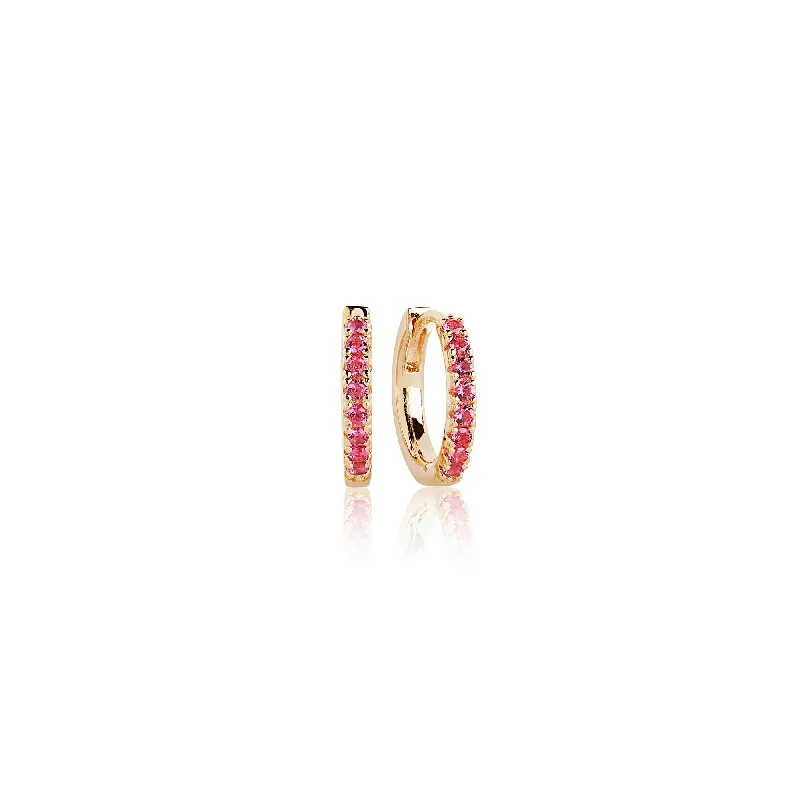 Ellera Gold Plated Hoops w. Red Zirconias 14 mm