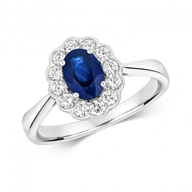 Diamond Cluster Oval Sapphire Ring RDQ432WS