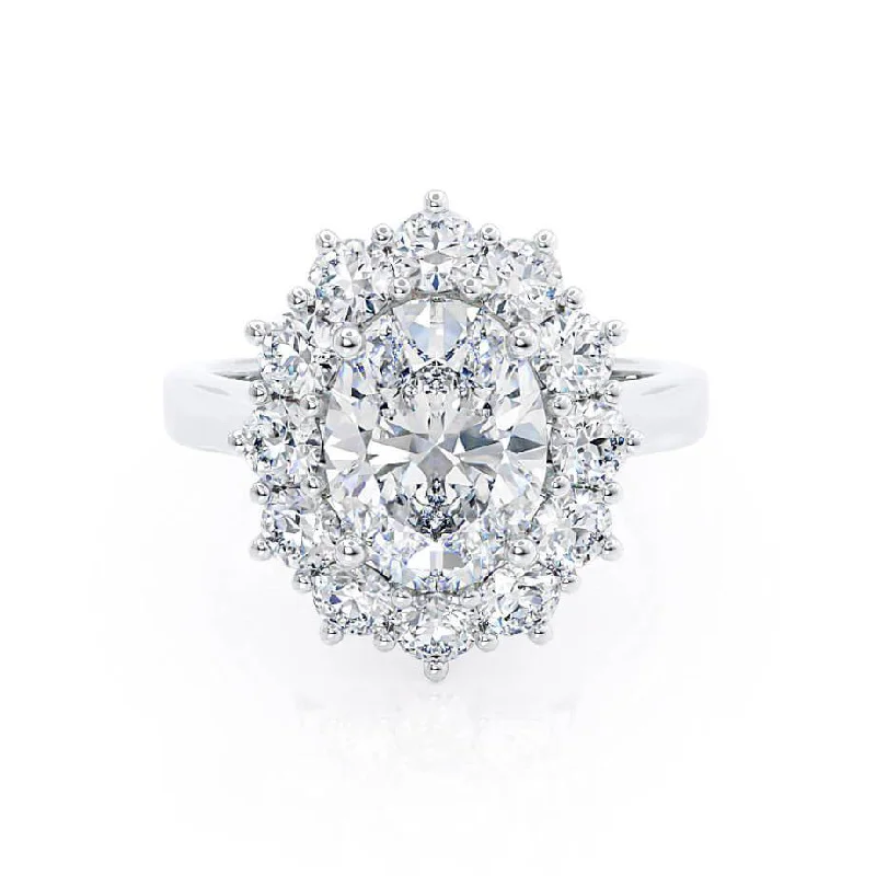 DIANA - Iconic Oval Lab Diamond 18k White Gold Halo