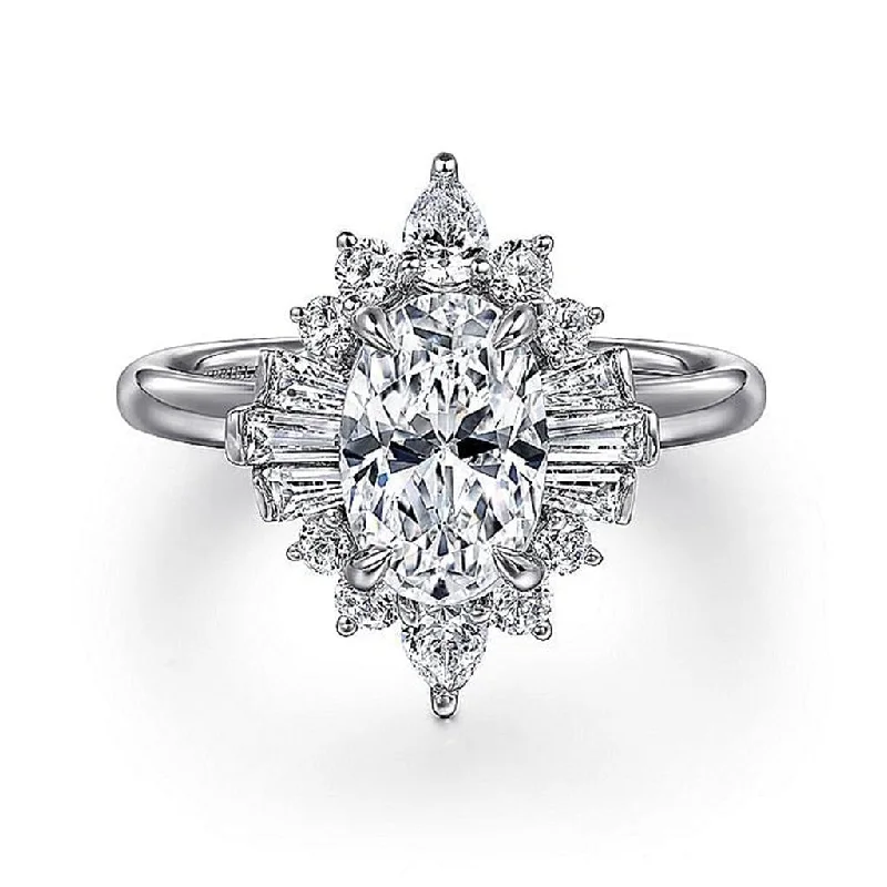 Gabriel 14K Diamond Flower Halo Semi Mount