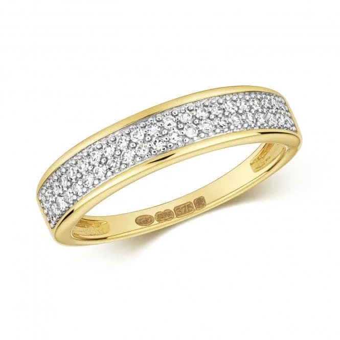 Diamond Jewellery 9CT 2-Row Band Gold Rings RD564