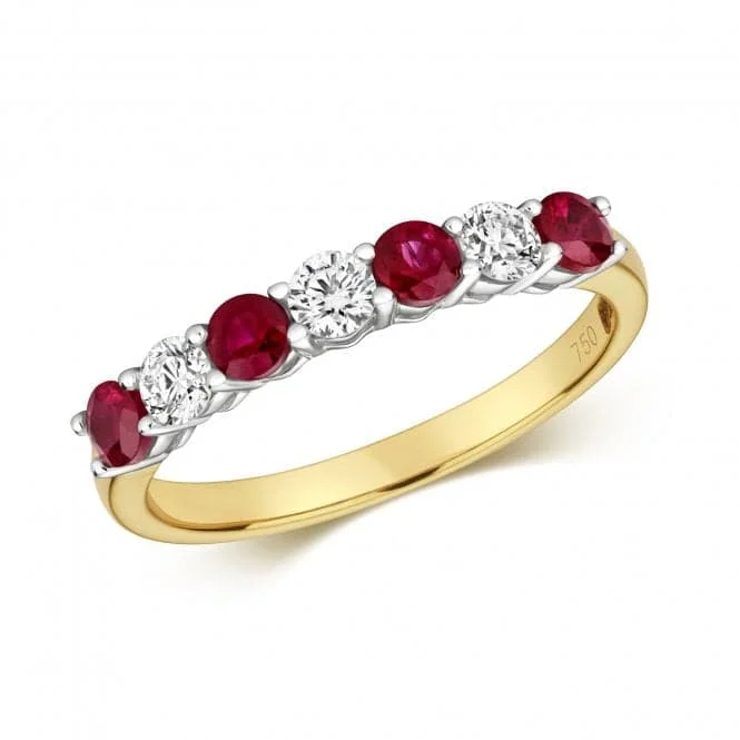 Diamond And Ruby Claw Set Eternity Ring RDQ443R