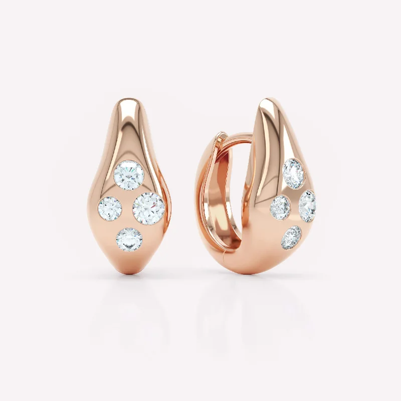 Curve 18K Rosegold Huggies w. Diamonds