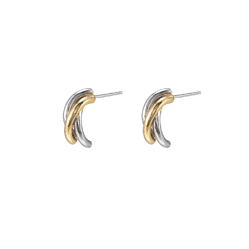 Sterling Silver Three Shade Hoop Earrings