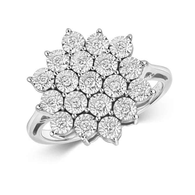 Diamond Jewellery Illusion Cluster Ring in 9K White Gold RD591W