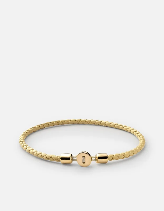 Nexus Leather Bracelet, Gold Vermeil