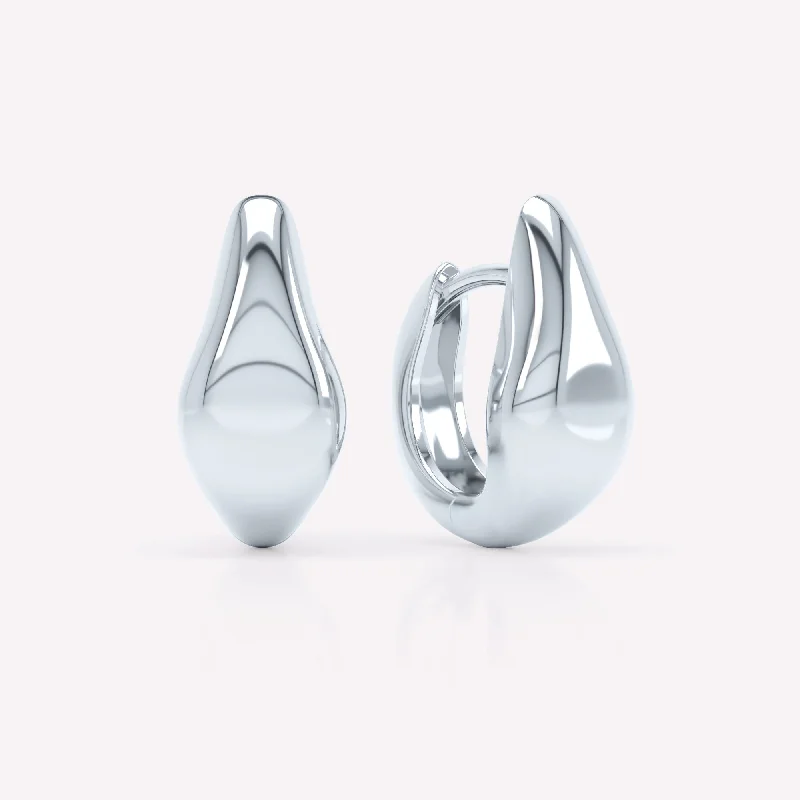 Curve Polished 18K Whitegold Huggies