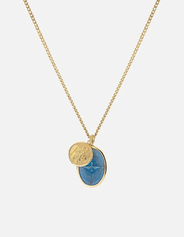 Mini Dove Necklace, Gold Vermeil/Light Blue