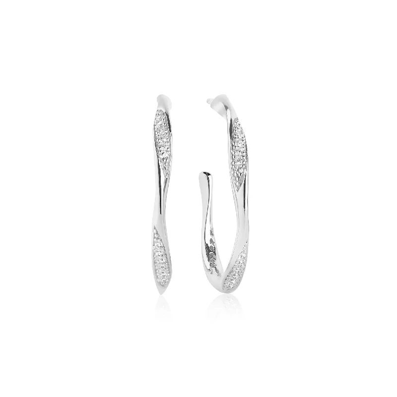 Cetara Silver Hoops w. White Zirconias