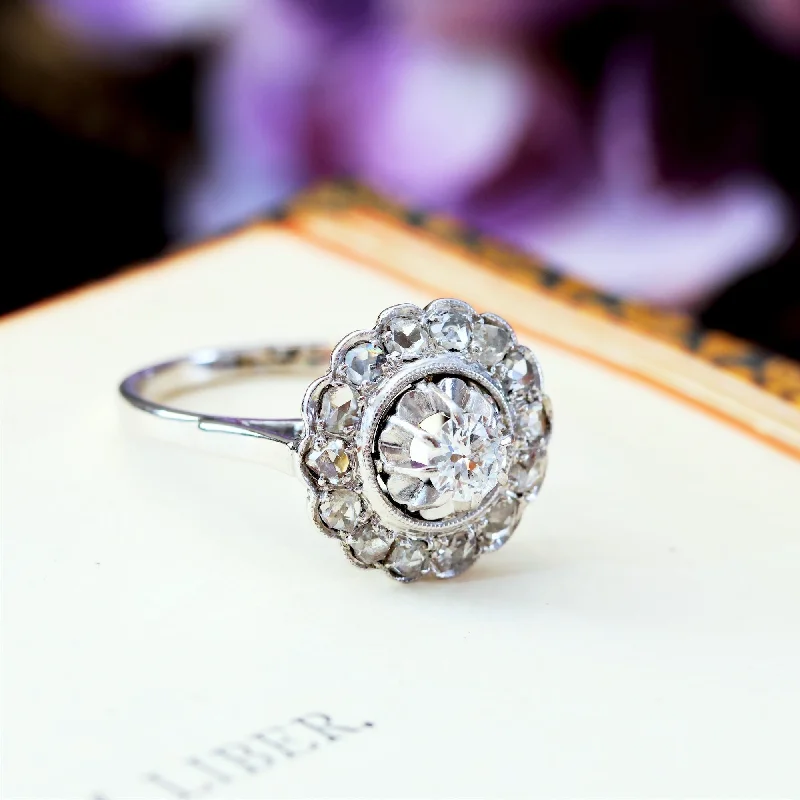 Vintage Romance! Rosette Diamond Cluster Ring