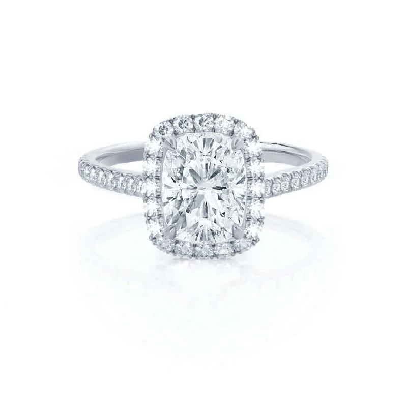 DARLEY - Ready to Ship 0.72ct Elongated Cushion Lab Diamond 18k White Gold Halo