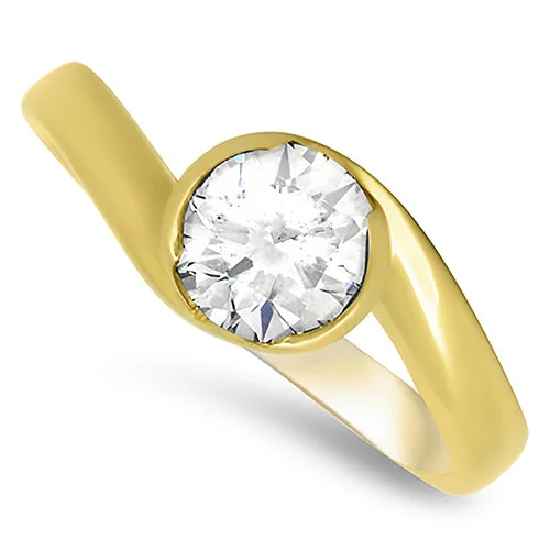 1.07ct Diamond Engagement Style Handmade Ring in 18k Yellow Gold G VS2 Diamond