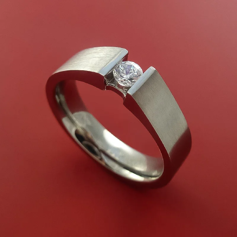 Titanium Ring Tension Setting Band Made to any size with Moissanite