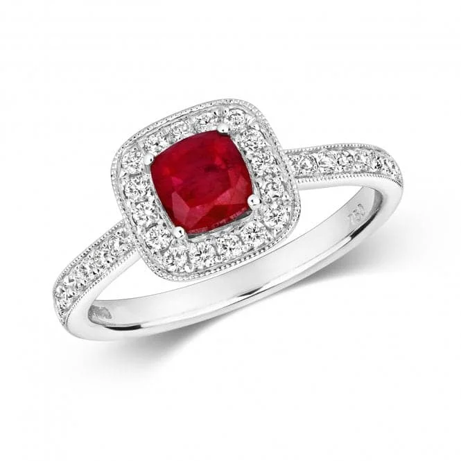 Diamond Cluster Cushion Ruby Ring RDQ412WR