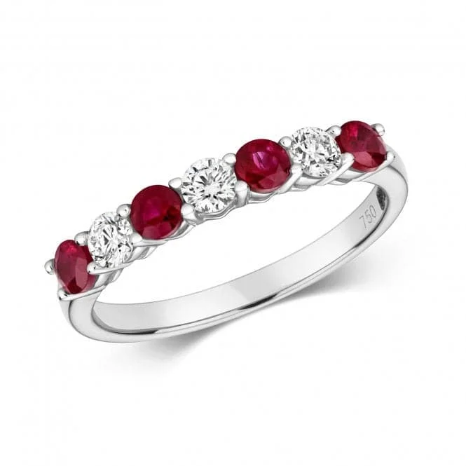 Diamond And Ruby Claw Set Eternity Ring RDQ443WR