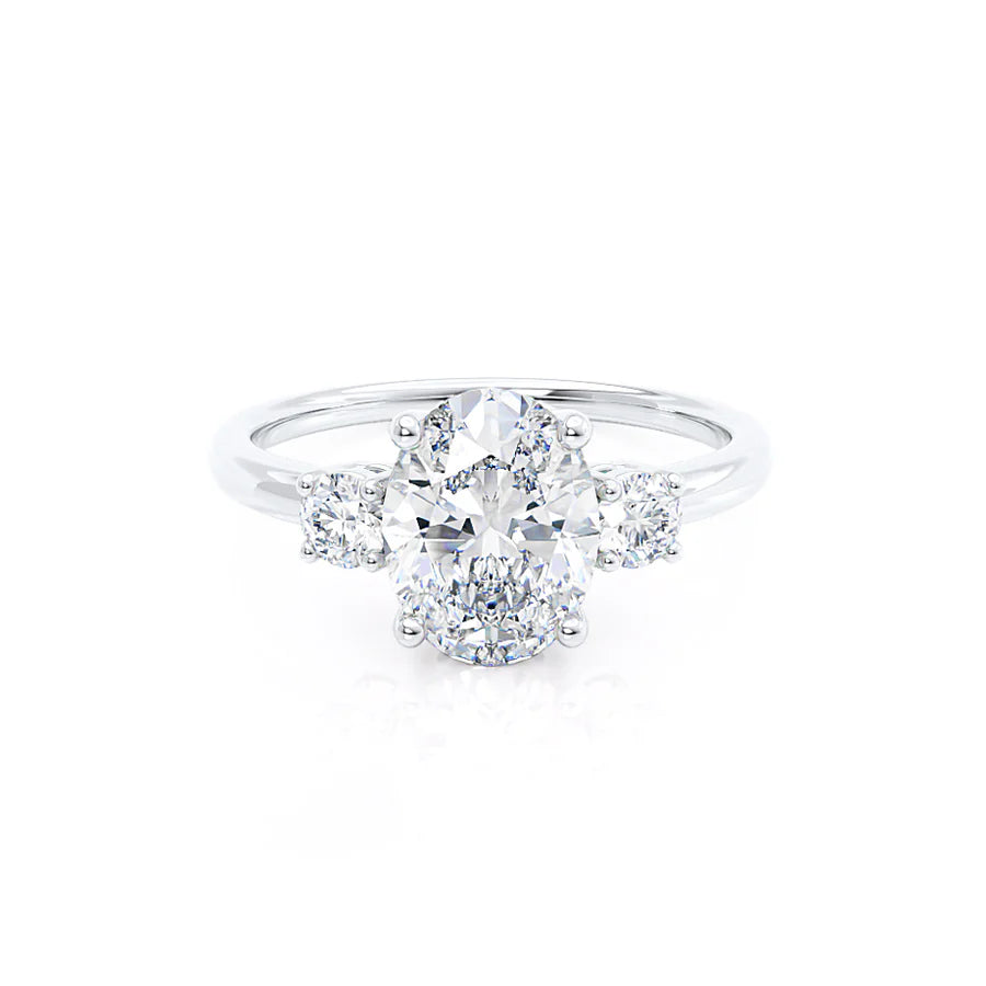 LOUELLA - Oval Lab Diamond 18k White Gold Trilogy Ring