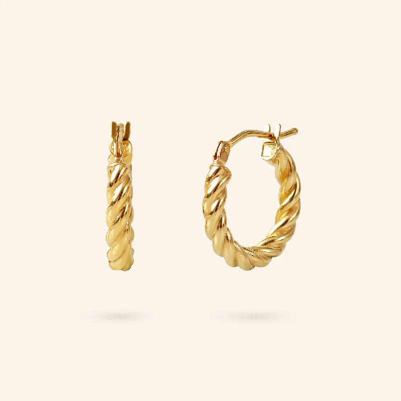 10K Gold Small Twist Hoop Earrings