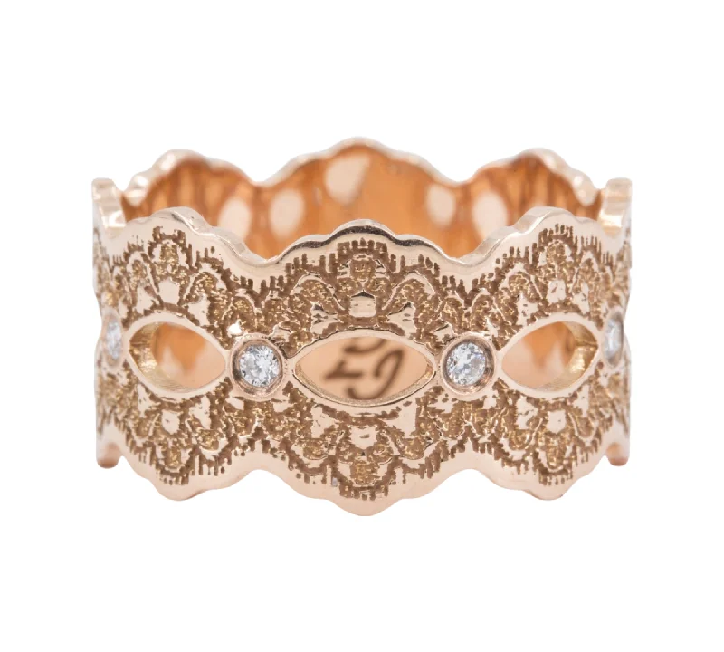 Celeste Lace Wedding Band with Eternity Diamonds