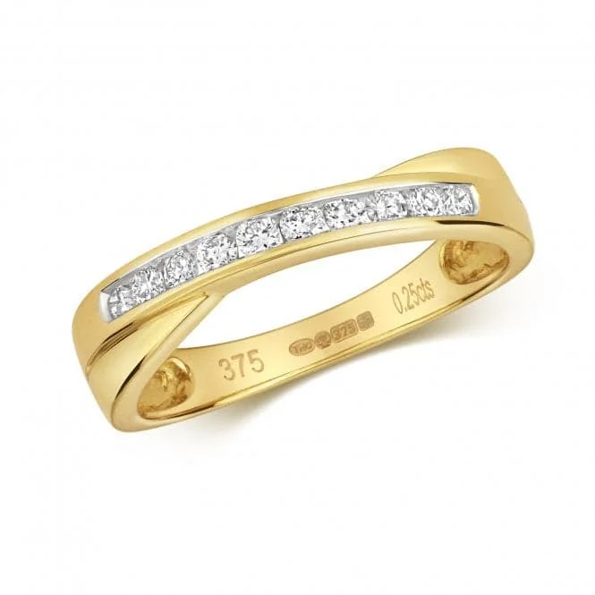 Diamond Jewellery 9ct Gold Diamond Rings with Cross Over Design RD365