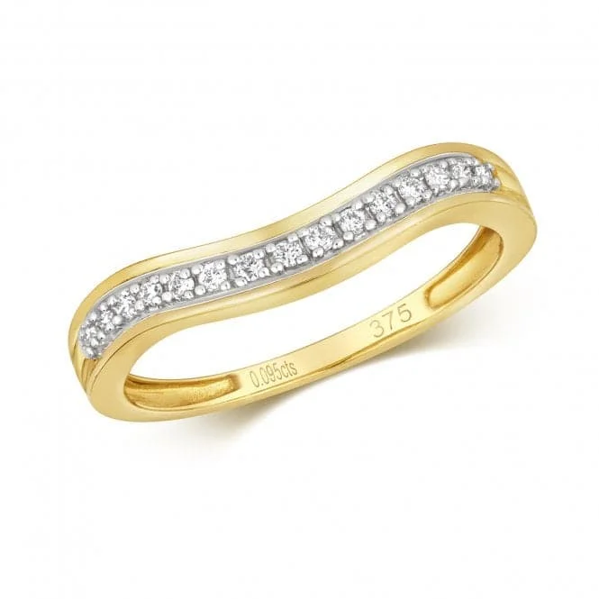 Diamond Jewellery 9k Gold Wishbone Ring with 15 Diamonds RD533