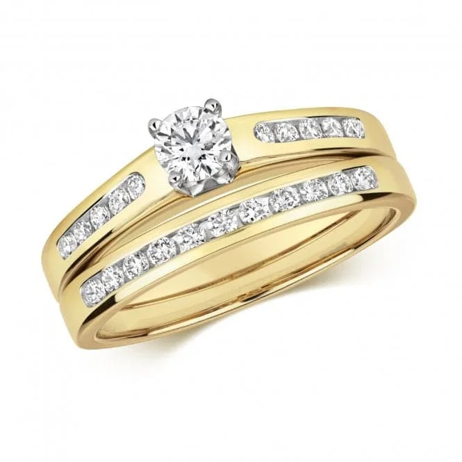 Diamond Jewellery 9k Gold Diamond Bridal Set Rings RD557