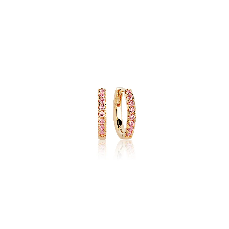 Ellera Gold Plated Hoops w. Pink Zirconias 14 mm