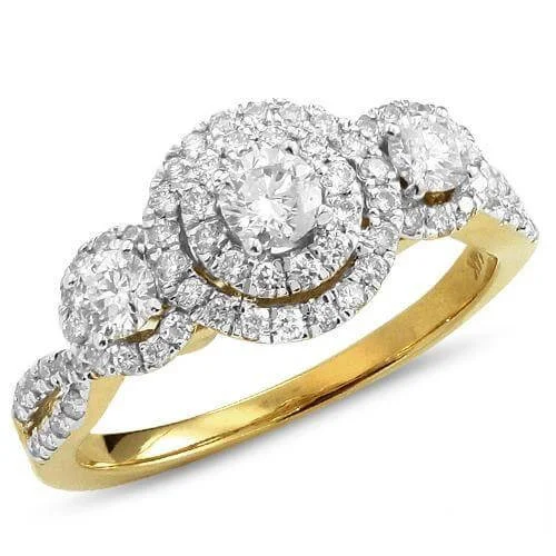 14KY1.00CTW DIAMOND 3-STONE RING