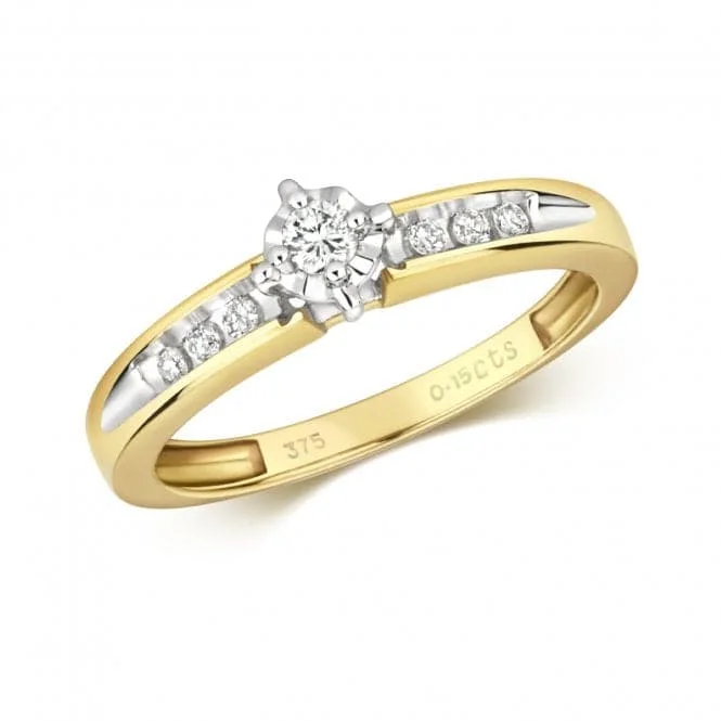 Diamond Jewellery 9ct Gold Ring with 0.16CT Diamond RD329