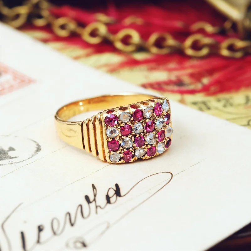 Edwardian Ruby & Diamond 'Chequerboard' Ring