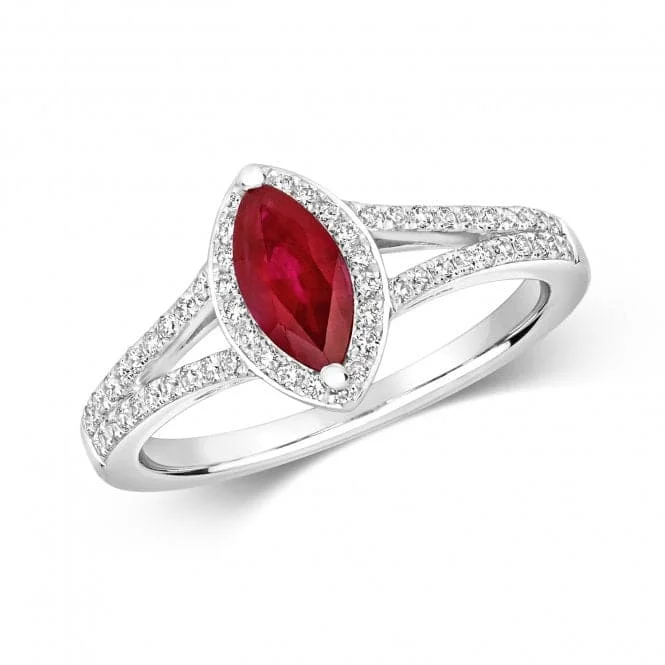 Diamond Cluster Marquise Ruby Ring RDQ419WR