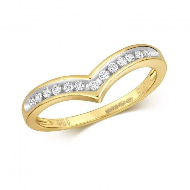 Diamond Jewellery 9ct Diamond Wishbone Gold Rings with Chanel Setting - 0.15CT RD338