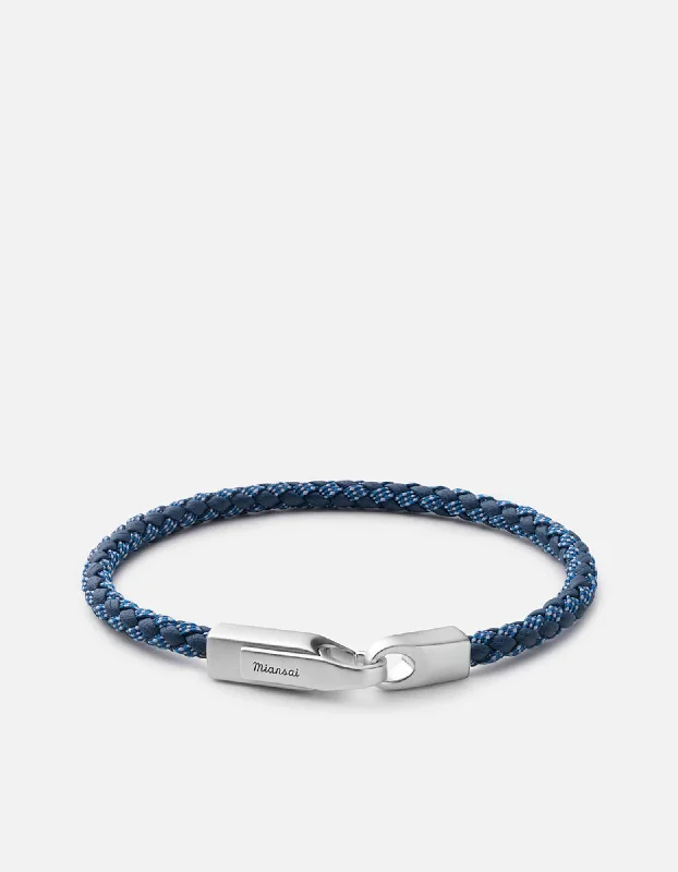 Crew Leather Ribbon Bracelet, Matte Silver