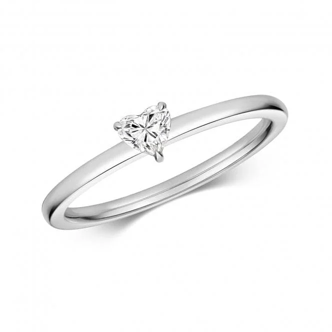 Diamond Heart Shape Solitaire Ring RDQ273W