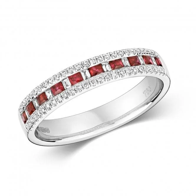 Diamond Princess Cut Eternity With Ruby Ring RDQ401WR