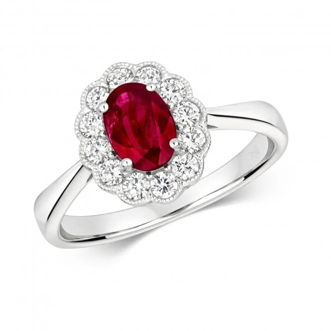 Diamond Cluster Oval Ruby Ring RDQ432WR