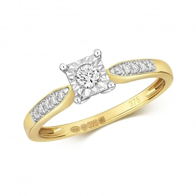 Diamond Jewellery 9ct Illusion Set Gold Rings RD588