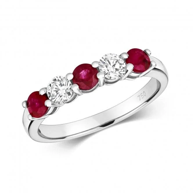 Diamond And Ruby Claw Set Eternity Ring RDQ444WR