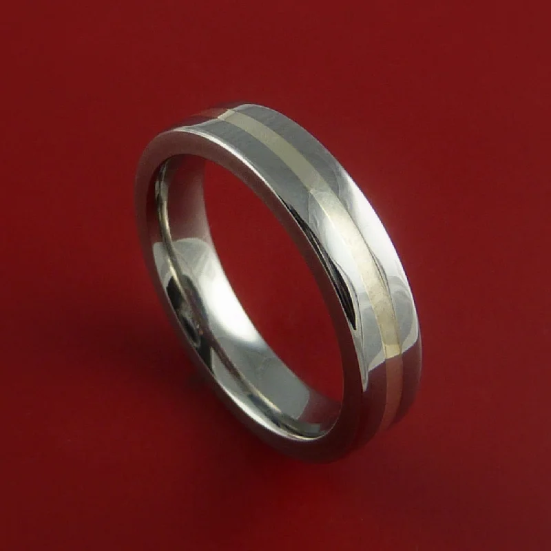 Titanium Ring with Palladium Silver Inlay Custom Made Band