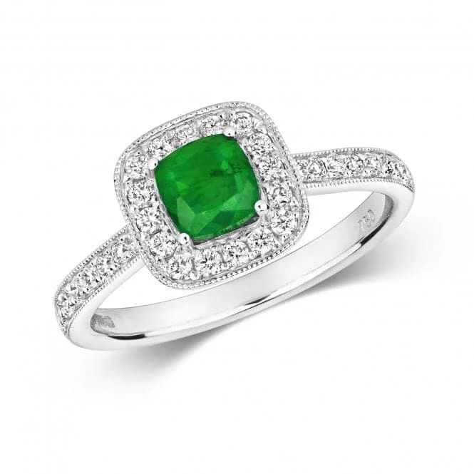 Diamond Cluster Cushion Emerald Ring RDQ412WE