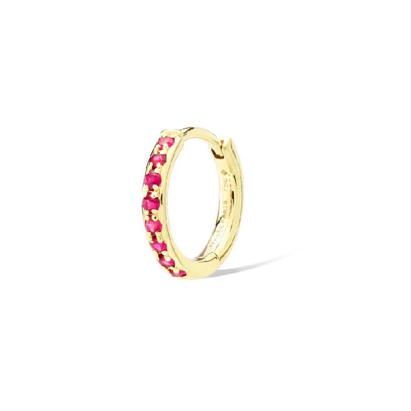 Chakras Piercing 18K Gold Hoop w. Rubies