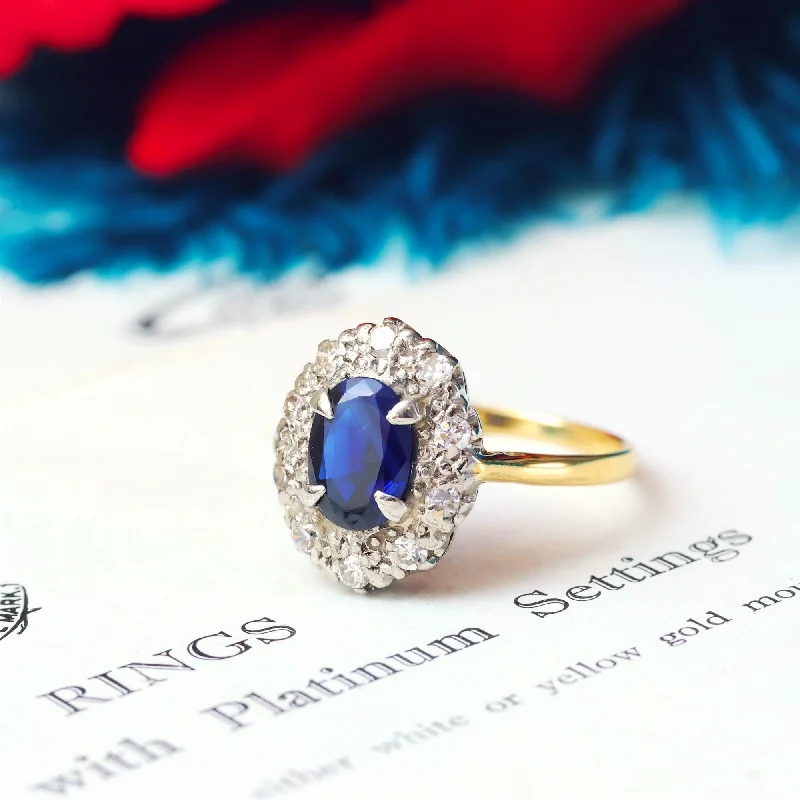 Vintage 1960's Sapphire & Diamond Engagement Ring