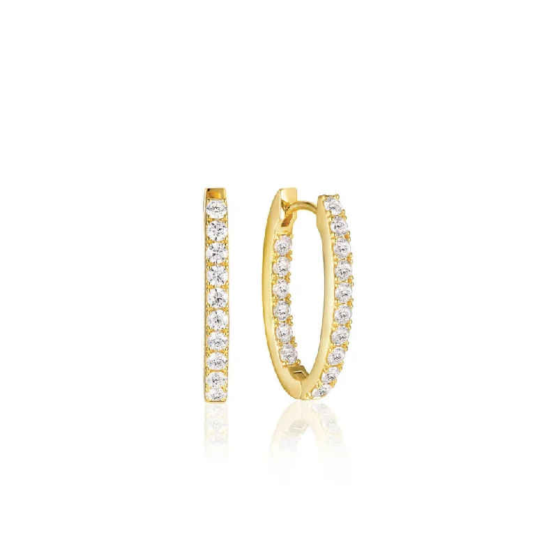 Ellisse Piccolo 18K Gold Plated Hoops w. Zirconias