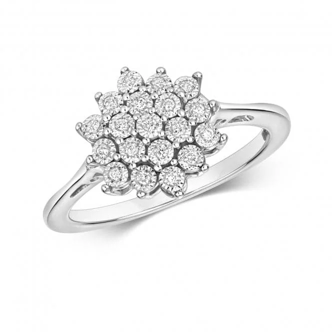 Diamond Jewellery 9ct Illusion Cluster Ring in 9K White Gold RD590W