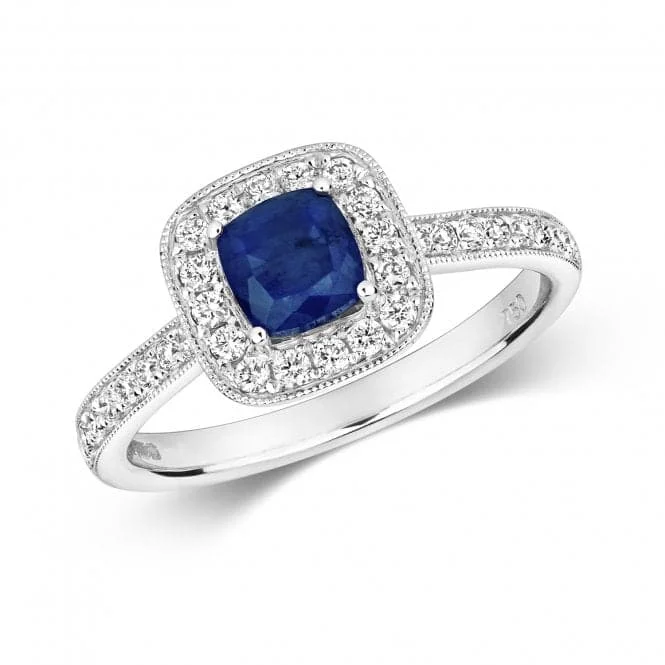 Diamond Cluster Cushion Sapphire Ring RDQ412WS