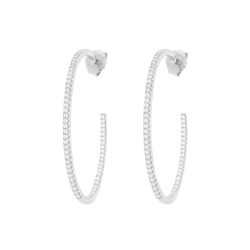 Silver Hoops w. Zirconia