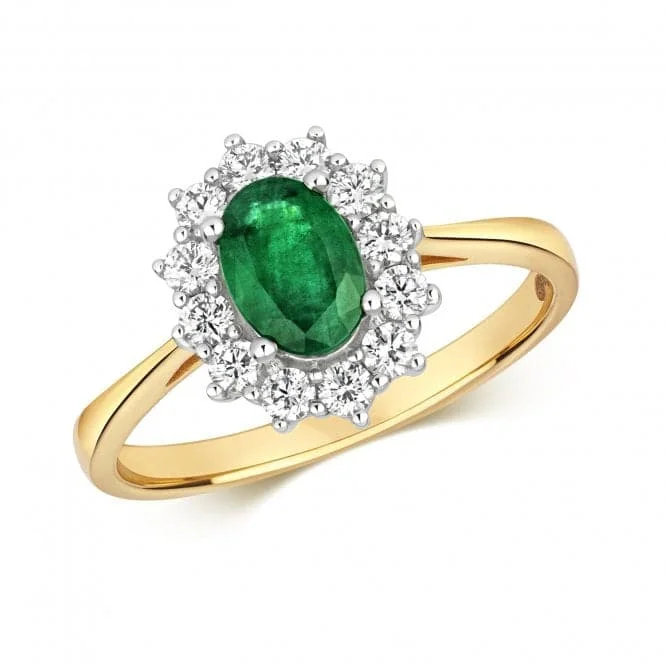 Diamond Cluster Oval Emerald Ring RDQ430E