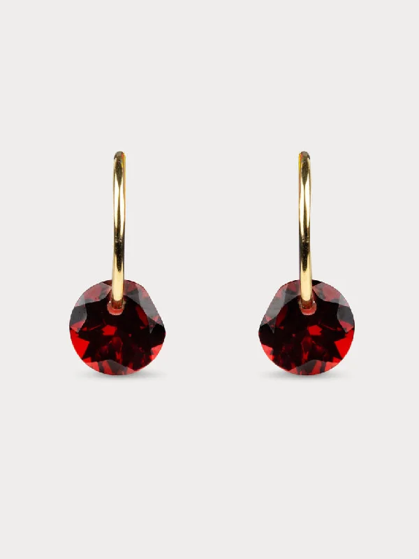 Rose Cut Red Garnet Hoops