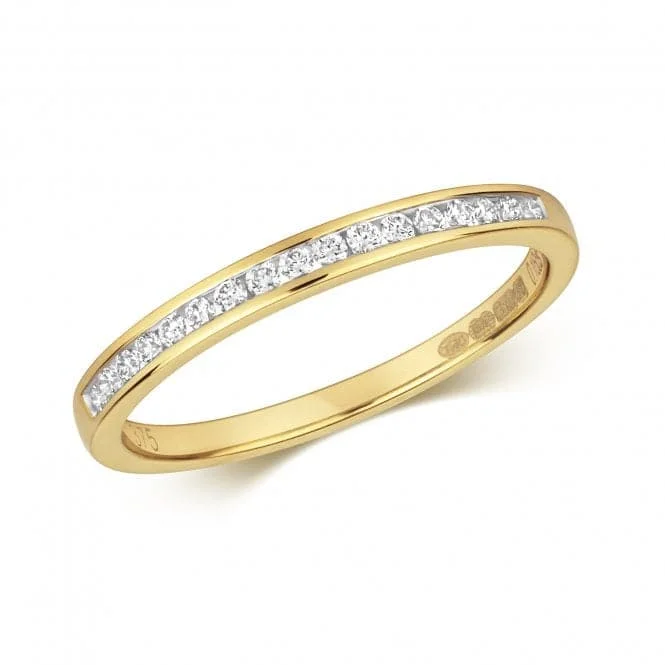 Diamond Jewellery 9CT Channel Set Gold Rings with 17 Diamonds RD566