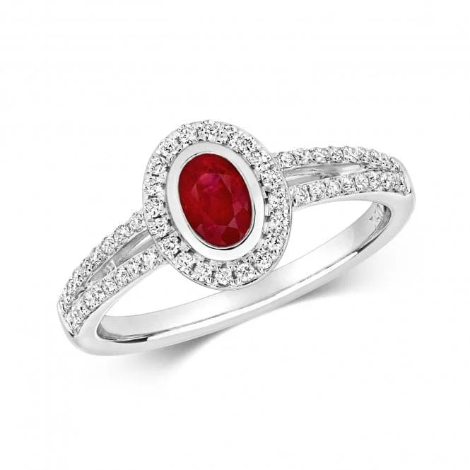 Diamond Cluster Oval Ruby Ring RDQ421WR