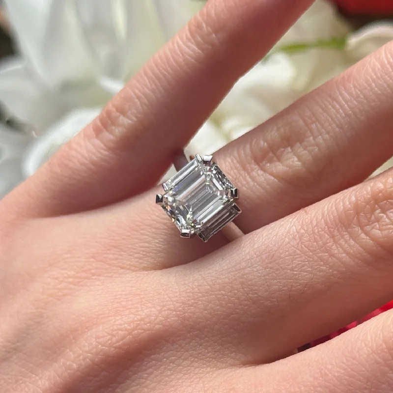 Emerald cut Diamond Trilogy Ring